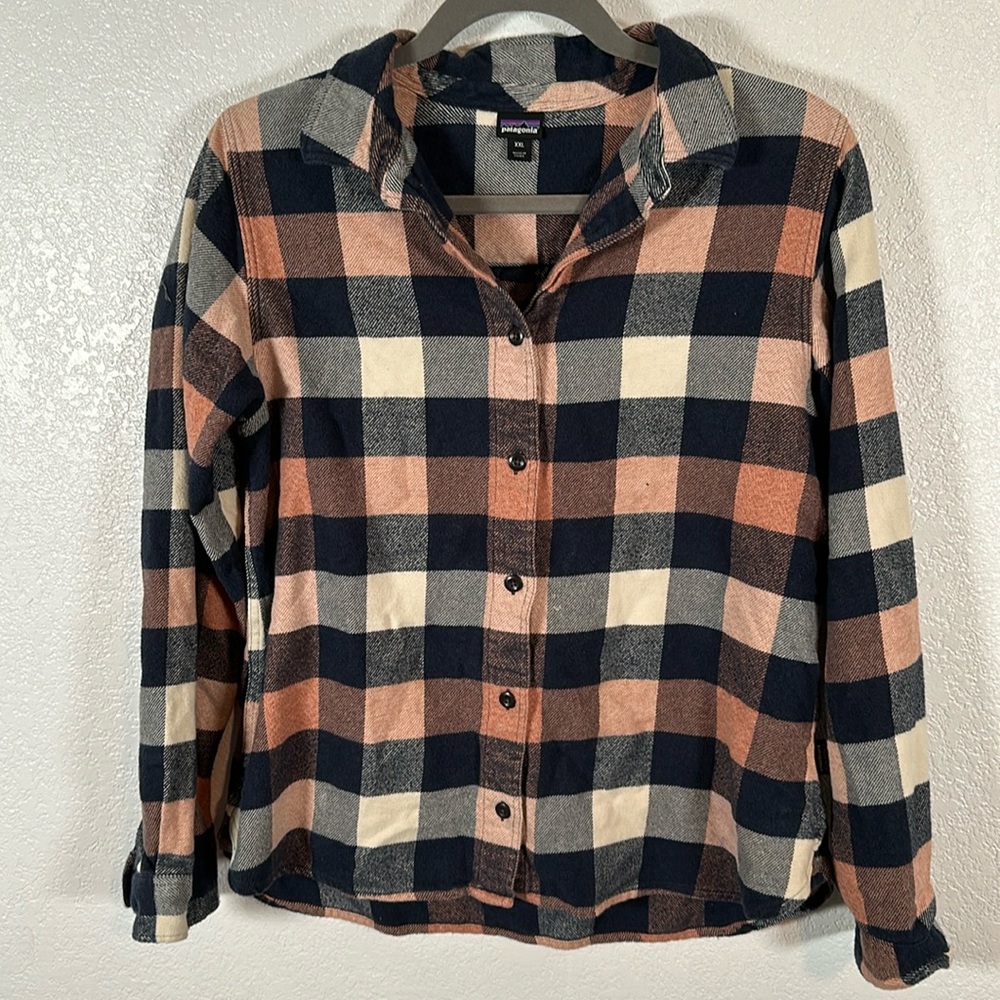 Patagonia Plaid Button-Down Shirt in Navy, Cream, and Rust